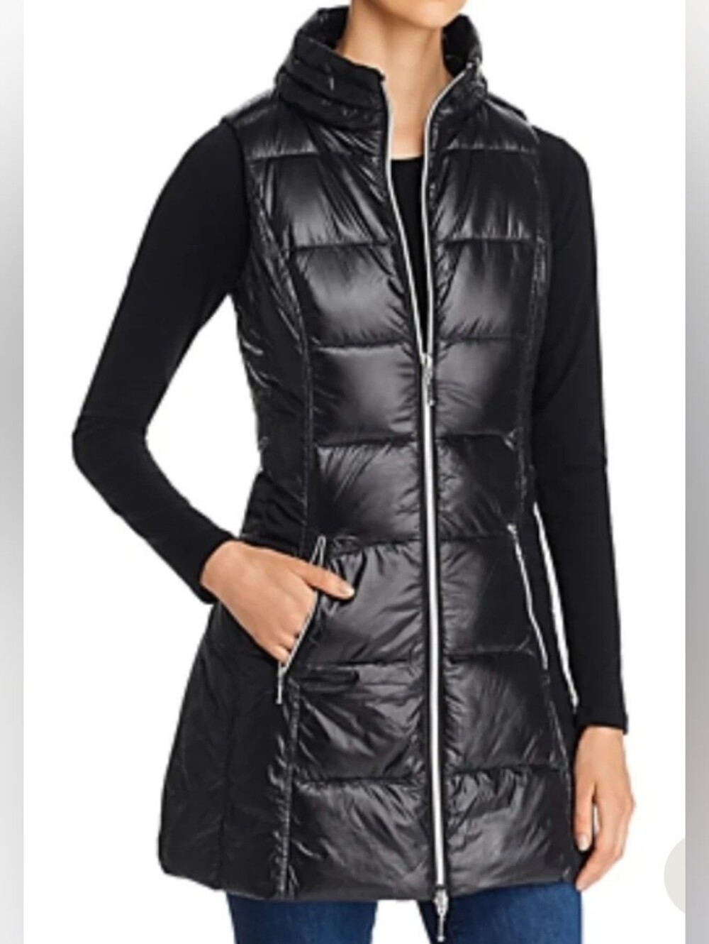 coatology New York Long Down Puffer Black Vest Size S - Picture 11 of 11